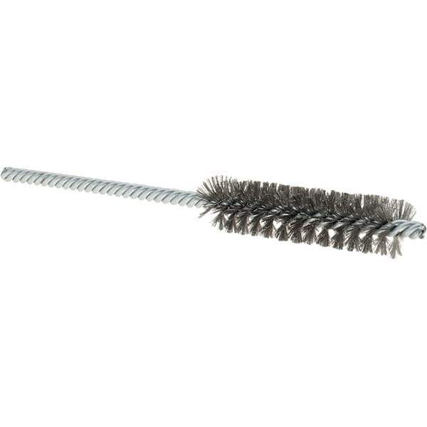 Osborn - 1/2" Diam Helical Steel Tube Brush - Double Spiral, 0.004" Filament Diam, 2" Brush Length, 5" OAL, 0.187" Diam Shank - Exact Industrial Supply
