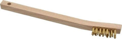 Osborn - 3 Rows x 7 Columns Brass Scratch Brush - 1-7/16" Brush Length, 7-3/4" OAL, 7/16" Trim Length, Wood Curved Handle - Exact Industrial Supply