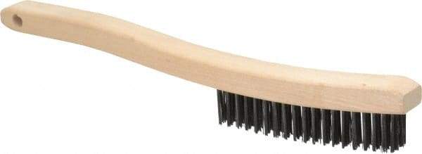 Osborn - 3 Rows x 19 Columns Steel Scratch Brush - 6" Brush Length, 13-11/16" OAL, 1-1/8" Trim Length, Wood Curved Handle - Exact Industrial Supply