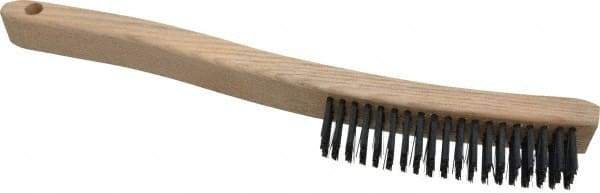 Osborn - 4 Rows x 19 Columns Steel Scratch Brush - 6" Brush Length, 13-11/16" OAL, 1-1/8" Trim Length, Wood Curved Handle - Exact Industrial Supply
