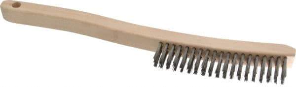 Osborn - 3 Rows x 19 Columns Stainless Steel Scratch Brush - 6" Brush Length, 13-11/16" OAL, 1-1/8" Trim Length, Wood Curved Handle - Exact Industrial Supply