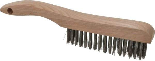 Osborn - 4 Rows x 16 Columns Stainless Steel Scratch Brush - 5-1/4" Brush Length, 10" OAL, 1-1/8" Trim Length, Wood Shoe Handle - Exact Industrial Supply