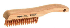Osborn - 4 Rows x 16 Columns Bronze Scratch Brush - 5-1/4" Brush Length, 10" OAL, 1-1/8" Trim Length, Wood Shoe Handle - Exact Industrial Supply