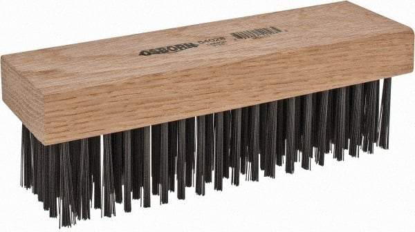 Osborn - 6 Rows x 19 Columns Steel Scratch Brush - 7-1/4" Brush Length, 1-11/16" Trim Length, Wood Straight Handle - Exact Industrial Supply