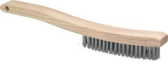 Osborn - 4 Rows x 18 Columns Steel Plater's Brush - 5-3/4" Brush Length, 13-1/4" OAL, 1" Trim Length, Wood Curved Handle - Exact Industrial Supply