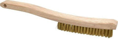 Osborn - 4 Rows x 18 Columns Brass Plater's Brush - 5-3/4" Brush Length, 13-1/4" OAL, 1" Trim Length, Wood Curved Handle - Exact Industrial Supply