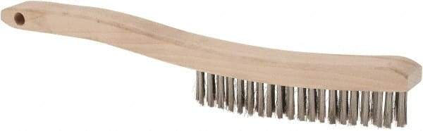 Osborn - 4 Rows x 18 Columns Stainless Steel Plater's Brush - 5-3/4" Brush Length, 13-1/4" OAL, 1" Trim Length, Wood Curved Handle - Exact Industrial Supply