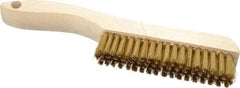 Osborn - 4 Rows x 18 Columns Brass Plater's Brush - 4-3/4" Brush Length, 10" OAL, 1" Trim Length, Wood Shoe Handle - Exact Industrial Supply