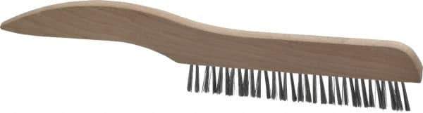 Osborn - 1 Rows x 16 Columns Steel Plater's Brush - 5" Brush Length, 10" OAL, 3/4" Trim Length, Wood Shoe Handle - Exact Industrial Supply