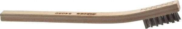 Osborn - 3 Rows x 7 Columns Stainless Steel Scratch Brush - 7/16" Brush Length, 7-1/2" OAL, 7/16" Trim Length, Wood Toothbrush Handle - Exact Industrial Supply