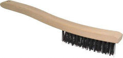Osborn - 3 Rows x 14 Columns Steel Scratch Brush - 13-3/4" OAL, 1-1/2" Trim Length, Wood Curved Handle - Exact Industrial Supply