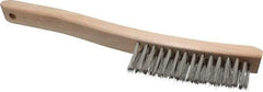 Osborn - 3 Rows x 14 Columns Stainless Steel Scratch Brush - 13-3/4" OAL, 1-1/2" Trim Length, Wood Curved Handle - Exact Industrial Supply