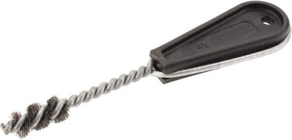 Osborn - 1" Long x 1/2" Diam Steel Tube End Fitting Brush - 6-3/8" OAL, 0.008" Wire Diam - Exact Industrial Supply