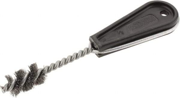 Osborn - 1" Long x 41/64" Diam Steel Tube End Fitting Brush - 6-3/8" OAL, 0.008" Wire Diam - Exact Industrial Supply