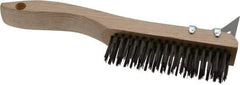 Osborn - 4 Rows x 16 Columns Steel Scratch Brush - 5-1/4" Brush Length, 10" OAL, 1-1/8" Trim Length, Wood Shoe Handle - Exact Industrial Supply