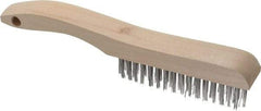 Osborn - 4 Rows x 16 Columns Stainless Steel Scratch Brush - 5-1/4" Brush Length, 10" OAL, 1-1/8" Trim Length, Wood Shoe Handle - Exact Industrial Supply