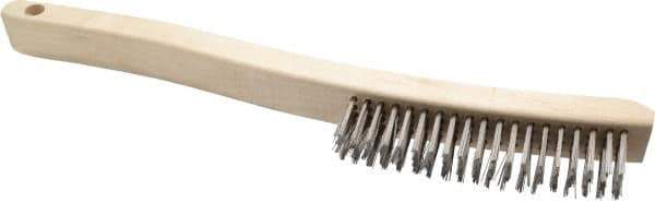 Osborn - 4 Rows x 19 Columns Stainless Steel Scratch Brush - 6" Brush Length, 13-11/16" OAL, 1-1/8" Trim Length, Wood Curved Handle - Exact Industrial Supply