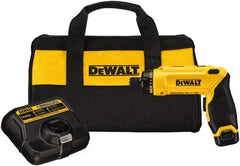 DeWALT - 8 Volts, Lithium-Ion Battery, Swivel Handle Cordless Screwdriver - 430 RPM, 23 Inch/Lbs. Torque - Exact Industrial Supply