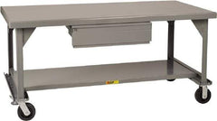 Little Giant - Mobile Workbench - 7 Gauge Steel, Fixed Leg, Gray, 72" Long x 30" Deep x 34" High - Exact Industrial Supply