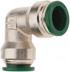Parker - 1/2" Outside Diam, Nickel Plated Brass Push-to-Connect Tube Union Elbow - 300 Max psi, Tube to Tube Connection, Nitrile O-Ring - Exact Industrial Supply