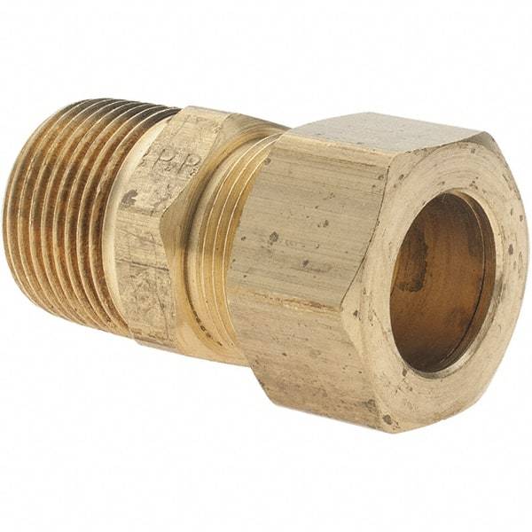 Parker - 3/4" OD, Brass Male Connector - 100 Max Working psi, Comp x MNPT Ends - Exact Industrial Supply