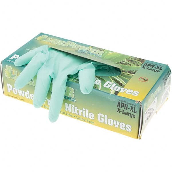 Disposable Gloves: Size X-Large, 5.5 mil, Nitrile Green