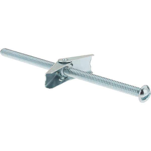 Value Collection - 1/4" Diam, 5" Long, Toggle Bolt Drywall & Hollow Wall Anchor - Steel, Use with Concrete/Masonry, Hollow Tile, Plaster & Wallboard - Exact Industrial Supply