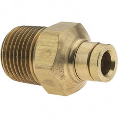 Parker - 1/4" Outside Diam, 3/8 NPT, Metal Push-to-Connect Tube Male Connector - 250 Max psi, Tube to Male NPT Connection, Buna-N O-Ring - Exact Industrial Supply