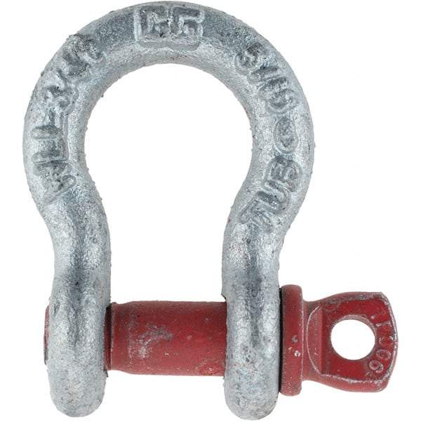 Value Collection - 5/16" Nominal Chain Size, 0.75 Ton Steel Screw Anchor Shackle - Exact Industrial Supply