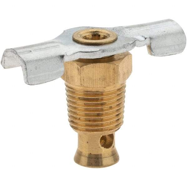 Value Collection - 1/8" Pipe, External Seat Drain Cock & Shutoff Valve - 1/8 Thread, 150 Max psi, 1-1/8" Long - Exact Industrial Supply