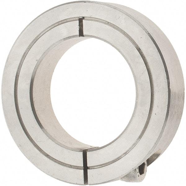 Value Collection - 1-1/4" Bore, Stainless Steel, One Piece Clamp Collar - 2-1/16" Outside Diam, 1/2" Wide - Exact Industrial Supply