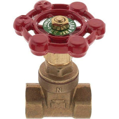 Value Collection - 1/4" Pipe, FNPT x FNPT Bronze Solid Wedge Gate Valve - 200 WOG, 125 WSP, For Use with Plumbing Application - Exact Industrial Supply