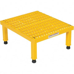 Vestil - 9" High x 19" Wide x 24" Deep, Yellow Step Stand - Steel, 500 Lb Capacity - Exact Industrial Supply