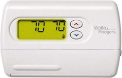 White-Rodgers - 45 to 90°F, 1 Heat, 1 Cool, Digital Nonprogrammable Heat Pump Thermostat - 0 to 30 Volts, Horizontal Mount, Push Button Switch - Exact Industrial Supply