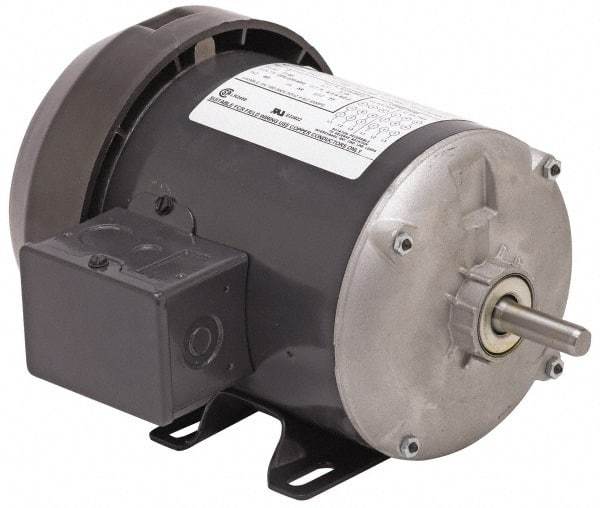 US Motors - 1/2 hp, TEFC Enclosure, No Thermal Protection, 1,425 RPM, 110/220 Volt, 50 Hz, Industrial Electric AC/DC Motor - Size 56 Frame, C-Face Mount, 1 Speed, Ball Bearings, 8.4/4.2 Full Load Amps, B Class Insulation, Reversible - Exact Industrial Supply
