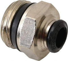 Alpha Technologies - 8mm Outside Diam, 1/2 Universal, Nickel Plated Brass Push-to-Connect Tube Male Connector - 250 Max psi, Tube to Universal Thread Connection, Buna O-Ring - Exact Industrial Supply