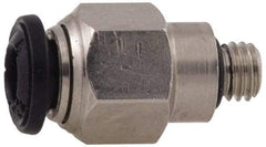 Alpha Technologies - 3mm Outside Diam, M5 Metric, Nickel Plated Brass Push-to-Connect Tube Male Connector - 250 Max psi, Tube to Metric Thread Connection, Buna O-Ring - Exact Industrial Supply