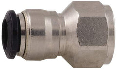 Alpha Technologies - 3mm Outside Diam, M5 Metric, Nickel Plated Brass Push-to-Connect Tube Female Connector - 250 Max psi, Tube to Female BSPP Connection, Buna O-Ring - Exact Industrial Supply