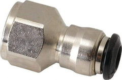 Alpha Technologies - 6mm Outside Diam, 1/4 BSPP, Nickel Plated Brass Push-to-Connect Tube Female Connector - 250 Max psi, Tube to Female BSPP Connection, Buna O-Ring - Exact Industrial Supply