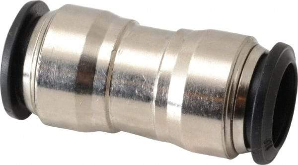 Alpha Technologies - 14mm Outside Diam, Nickel Plated Brass Push-to-Connect Tube Union - 250 Max psi, Tube to Tube Connection, Buna O-Ring - Exact Industrial Supply