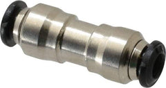 Alpha Technologies - 3mm Outside Diam, Nickel Plated Brass Push-to-Connect Tube Union - 250 Max psi, Tube to Tube Connection, Buna O-Ring - Exact Industrial Supply