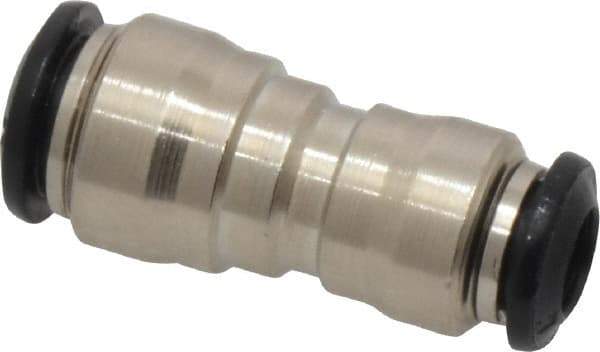 Alpha Technologies - 8 x 6mm Outside Diam, Nickel Plated Brass Push-to-Connect Tube Union - 250 Max psi, Tube to Tube Connection, Buna O-Ring - Exact Industrial Supply