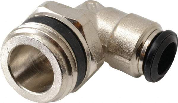 Alpha Technologies - 8mm Outside Diam, 1/2 Universal, Nickel Plated Brass Push-to-Connect Tube Male Swivel Elbow - 250 Max psi, Tube to Universal Thread Connection, Buna O-Ring - Exact Industrial Supply