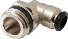 Alpha Technologies - 8mm Outside Diam, 1/2 Universal, Nickel Plated Brass Push-to-Connect Tube Male Swivel Elbow - 250 Max psi, Tube to Universal Thread Connection, Buna O-Ring - Exact Industrial Supply