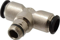 Alpha Technologies - 14mm Outside Diam, 3/8 Universal, Nickel Plated Brass Push-to-Connect Tube Male Swivel Branch Tee - 250 Max psi, Tube to Universal Thread Connection, Buna O-Ring - Exact Industrial Supply