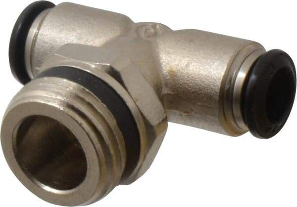 Alpha Technologies - 8mm Outside Diam, 1/2 Universal, Nickel Plated Brass Push-to-Connect Tube Male Swivel Branch Tee - 250 Max psi, Tube to Universal Thread Connection, Buna O-Ring - Exact Industrial Supply