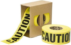 Ability One - 1,000' Long x 3" Wide Roll, Polyethylene, Black & Yellow Barricade Tape - Message: CAUTION - Exact Industrial Supply