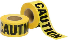 Ability One - 1,000' Long x 3" Wide Roll, Polyethylene, Black & Yellow Barricade Tape - Message: CAUTION - Exact Industrial Supply
