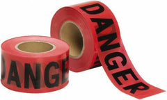 Ability One - 1,000' Long x 3" Wide Roll, Polyethylene, Black & Red Barricade Tape - Message: Danger - Exact Industrial Supply