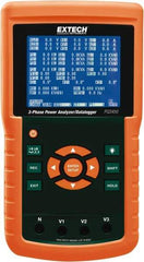 Extech - 3 Phase, 600 VAC, 200 to 3,000 Amp Capability, 45 to 65 Hz Calibration, LCD Display Power Meter - 0.5% Current Accuracy, 0.5% Voltage Accuracy - Exact Industrial Supply